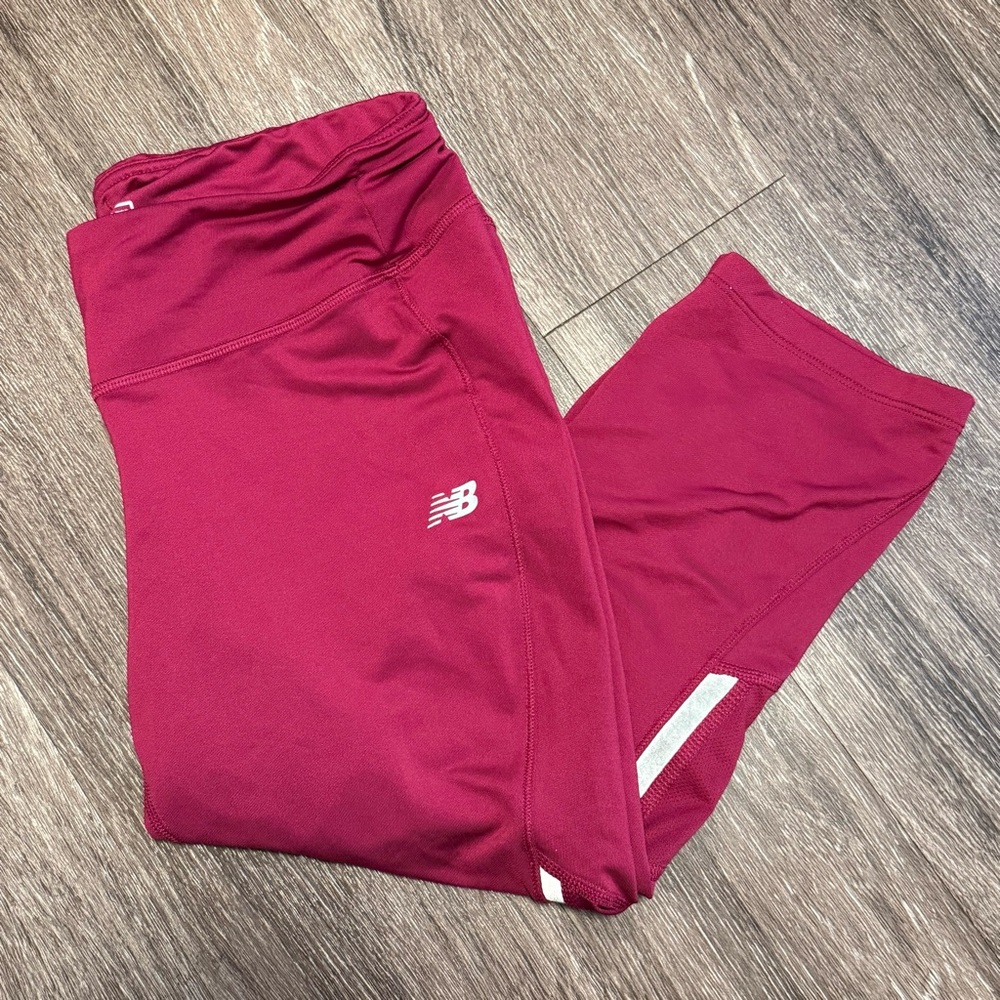 New Balance Red Performance Leggings with Tapered Design